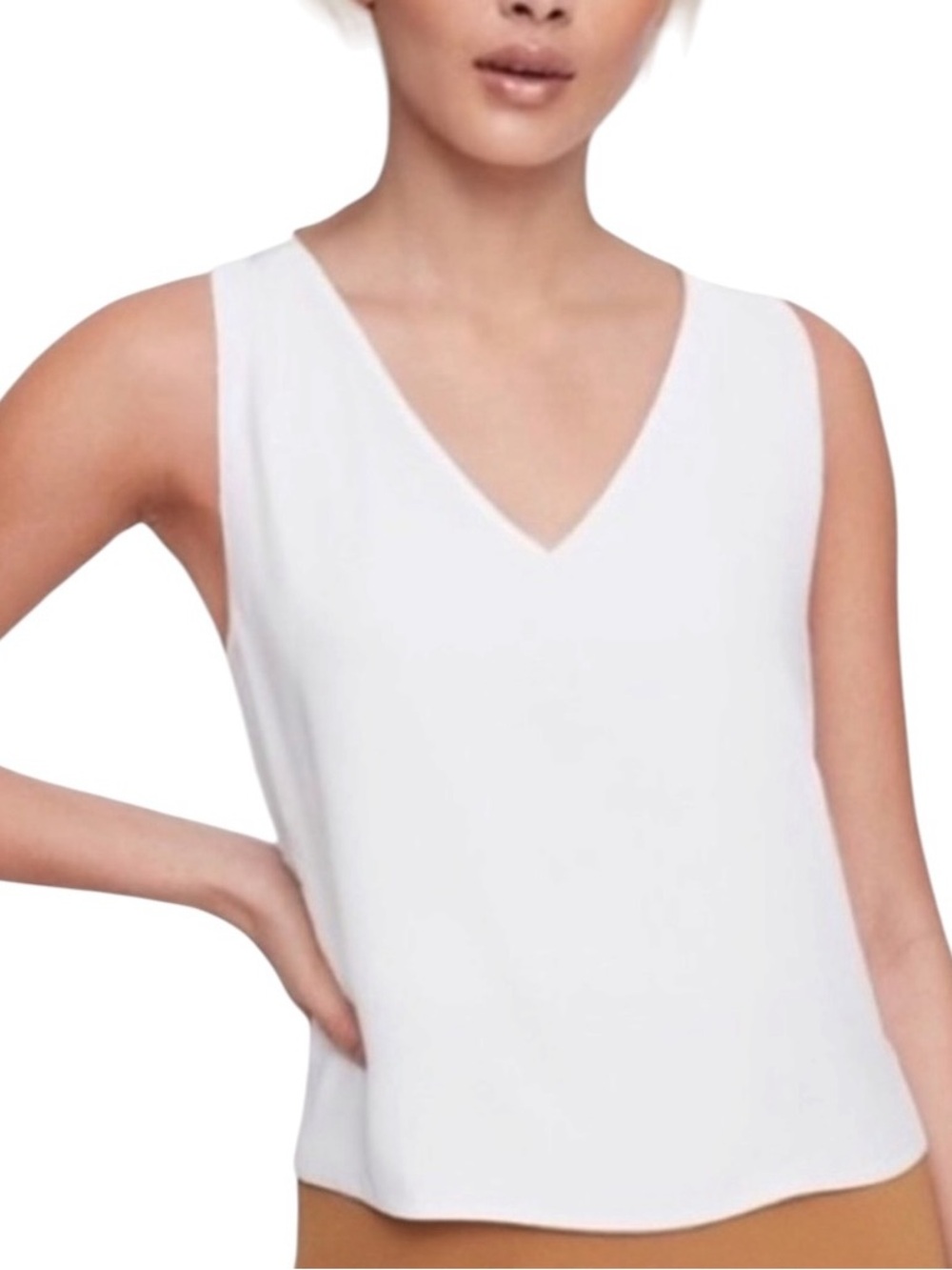 Babaton Murphy blouse sleeveless v-neck in white size L excellent condition